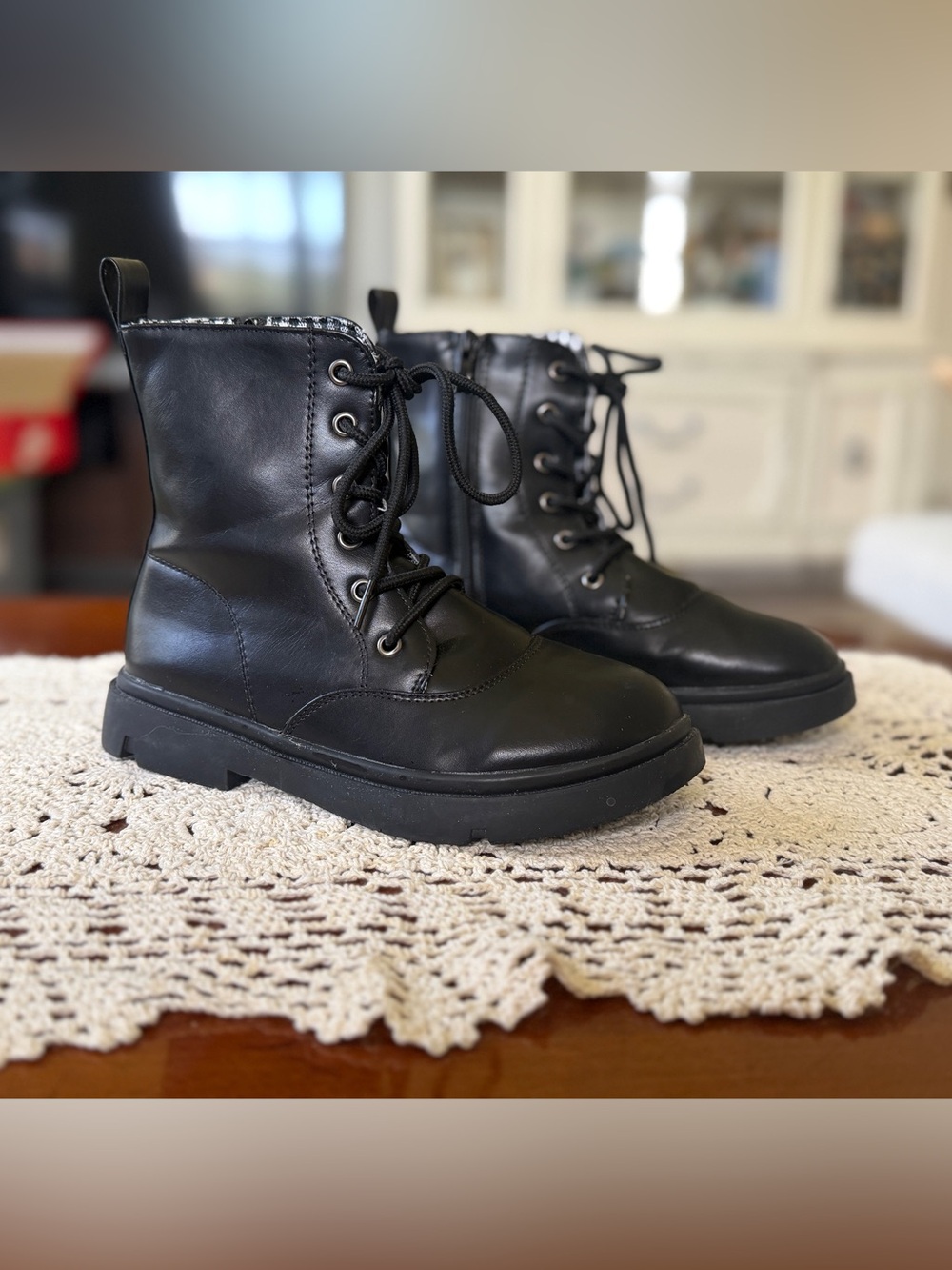 Classic Black Lace-Up Kids Ankle Boots